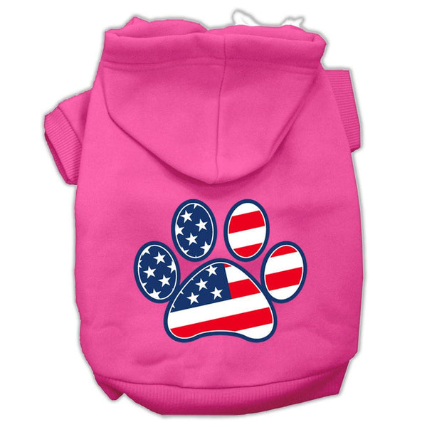 Patriotic Paw Screen Print Pet Hoodies Bright Pink Size XXXL(20)