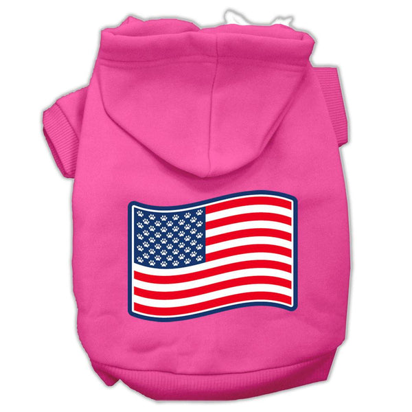 Paws and Stripes Screen Print Pet Hoodies Bright Pink Size L (14)