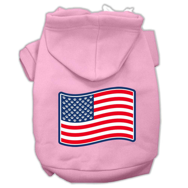 Paws and Stripes Screen Print Pet Hoodies Light Pink Size XS (8)