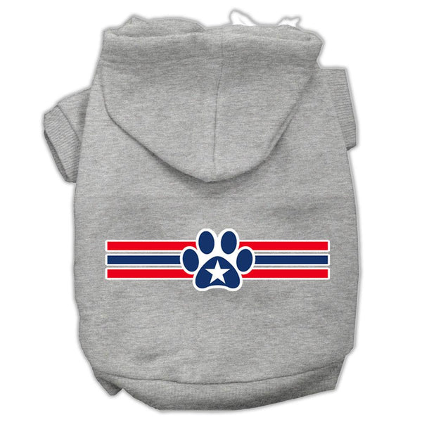 Patriotic Star Paw Screen Print Pet Hoodies Grey M (12)