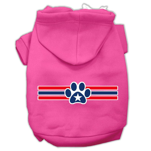 Patriotic Star Paw Screen Print Pet Hoodies Bright Pink Size XL (16)