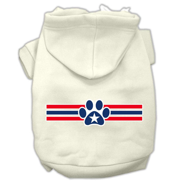 Patriotic Star Paw Screen Print Pet Hoodies Cream Size XS (8)