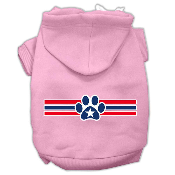 Patriotic Star Paw Screen Print Pet Hoodies Light Pink Size XS (8)