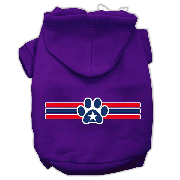 Patriotic Star Paw Screen Print Pet Hoodies Purple Size XS (8)