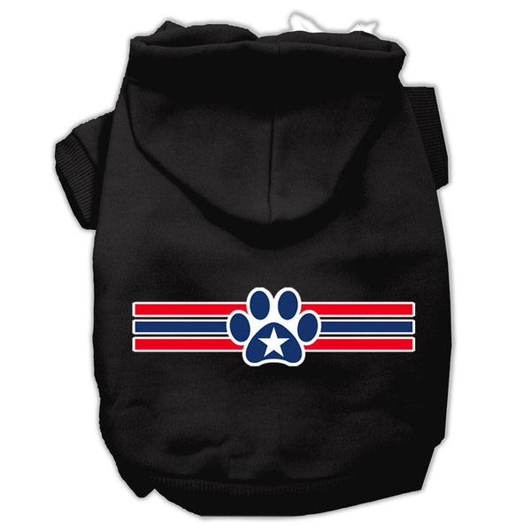 Patriotic Star Paw Screen Print Pet Hoodies Black Size XXL (18)