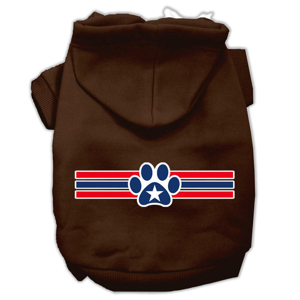 Patriotic Star Paw Screen Print Pet Hoodies Brown Size XXXL (20)