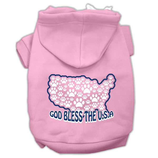 God Bless USA Screen Print Pet Hoodies Light Pink Size L (14)