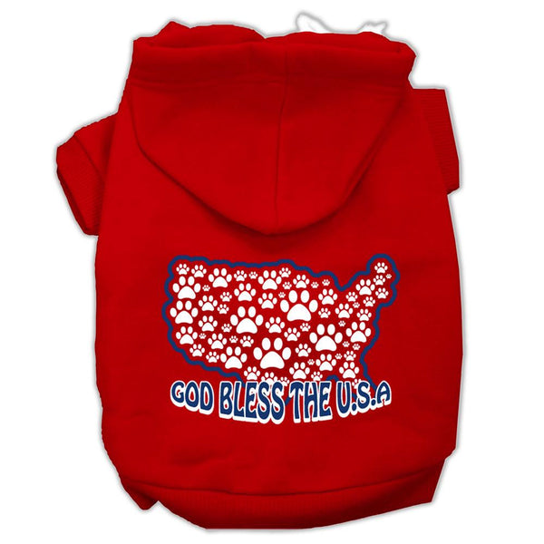 God Bless USA Screen Print Pet Hoodies Red Size M (12)