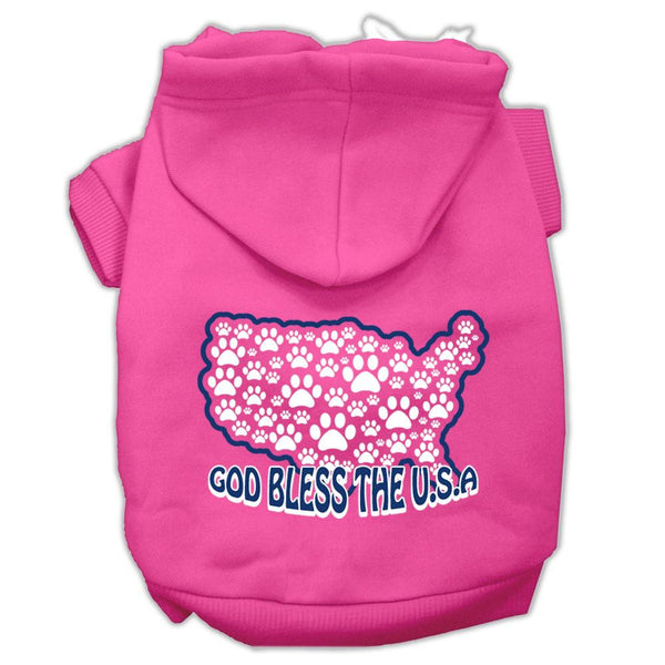 God Bless USA Screen Print Pet Hoodies Bright Pink Size XS (8)