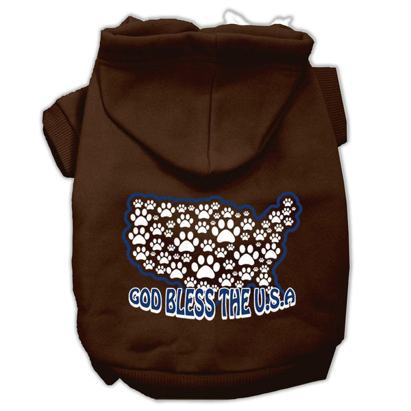 God Bless USA Screen Print Pet Hoodies Brown XS (8)