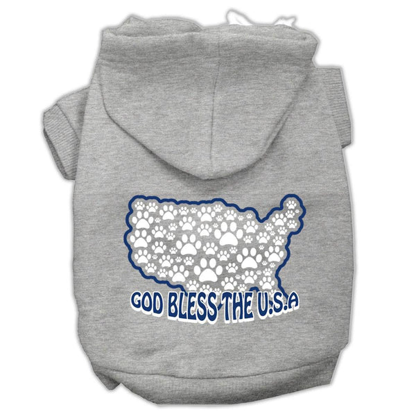 God Bless USA Screen Print Pet Hoodies Grey XS (8)