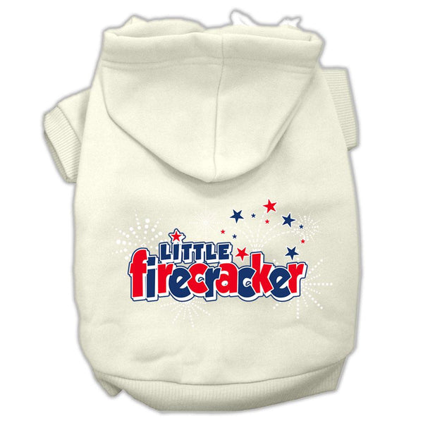 Little Firecracker Screen Print Pet Hoodies Cream Size L (14)