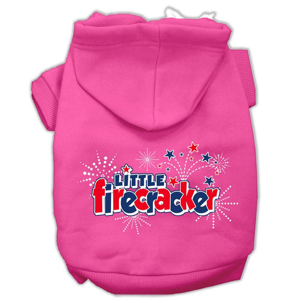 Little Firecracker Screen Print Pet Hoodies Bright Pink Size XS (8)