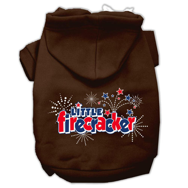 Little Firecracker Screen Print Pet Hoodies Brown Size XS (8)