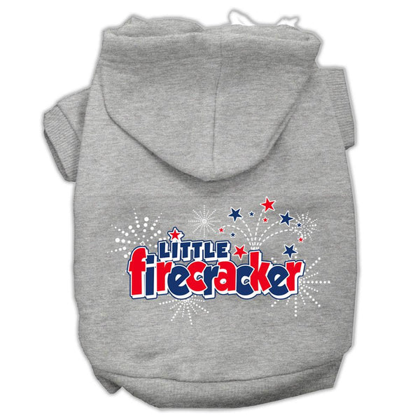 Little Firecracker Screen Print Pet Hoodies Grey XS (8)