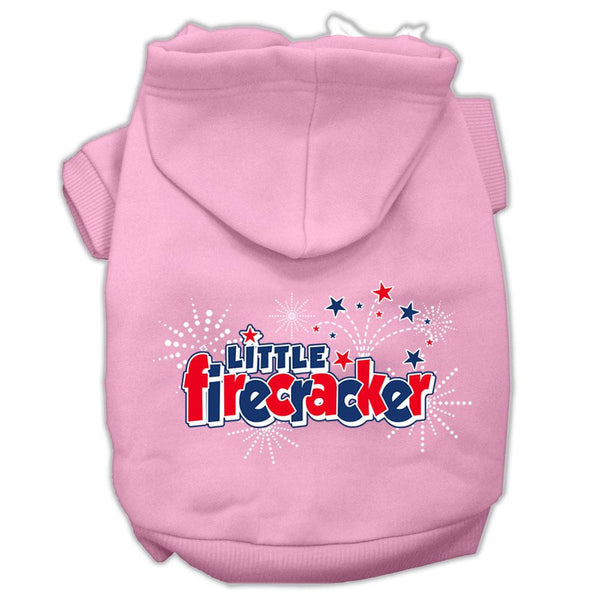 Little Firecracker Screen Print Pet Hoodies Light Pink Size XS (8)