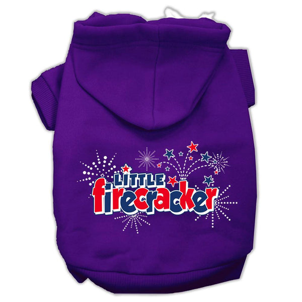 Little Firecracker Screen Print Pet Hoodies Purple Size XS (8)