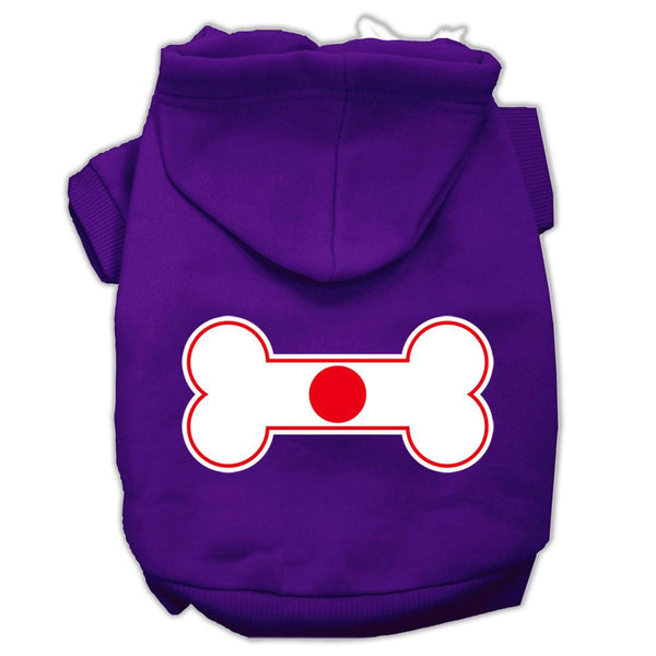 Bone Shaped Japan Flag Screen Print Pet Hoodies Purple Size M (12)