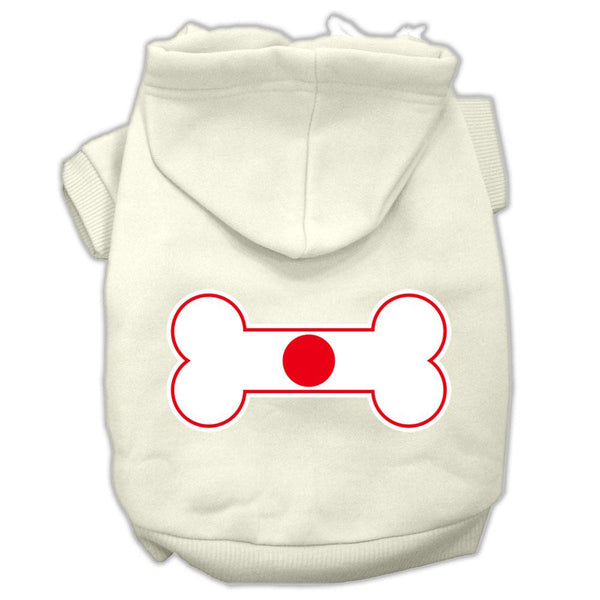 Bone Shaped Japan Flag Screen Print Pet Hoodies Cream Size XL (16)