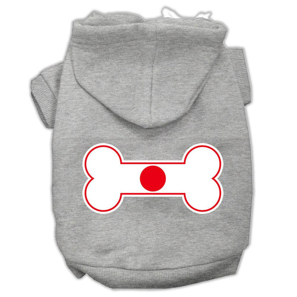 Bone Shaped Japan Flag Screen Print Pet Hoodies Grey XS (8)