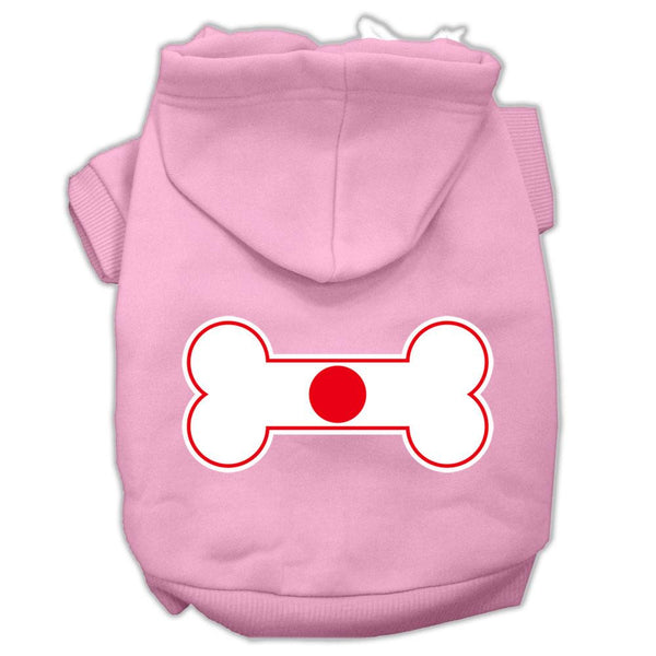 Bone Shaped Japan Flag Screen Print Pet Hoodies Light Pink Size XS (8)