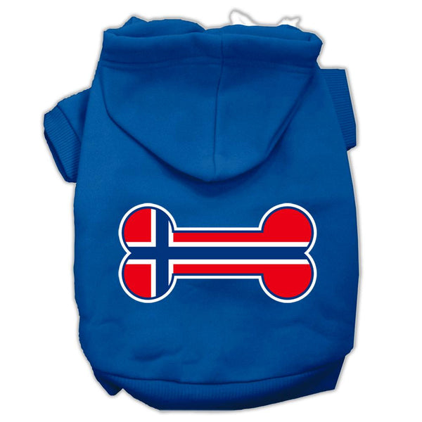 Bone Shaped Norway Flag Screen Print Pet Hoodies Blue L (14)