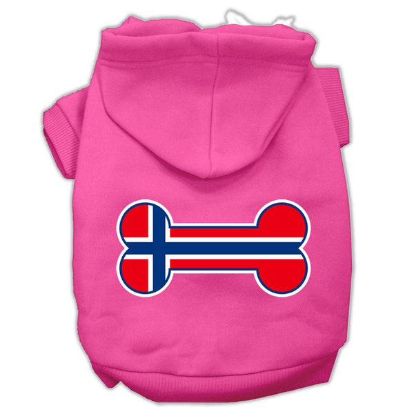 Bone Shaped Norway Flag Screen Print Pet Hoodies Bright Pink Size S (10)