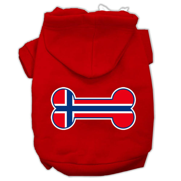 Bone Shaped Norway Flag Screen Print Pet Hoodies Red Size XL (16)