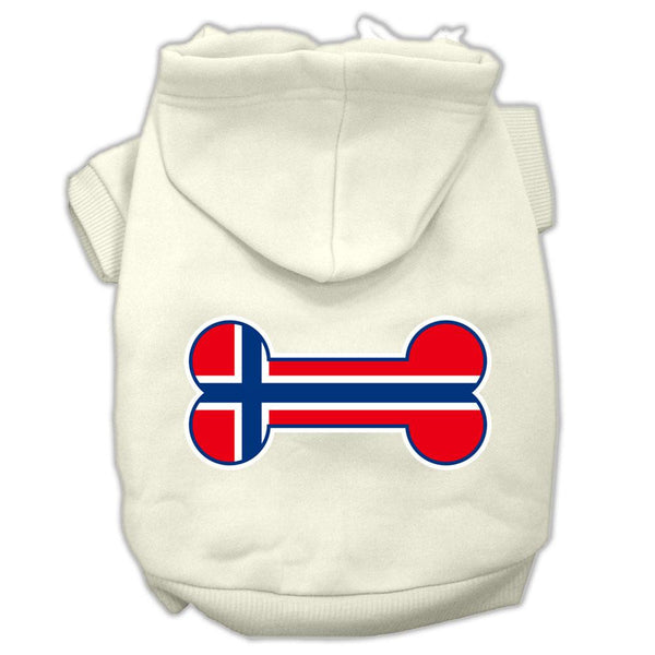 Bone Shaped Norway Flag Screen Print Pet Hoodies Cream Size XS (8)