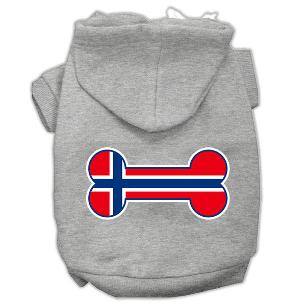 Bone Shaped Norway Flag Screen Print Pet Hoodies Grey XS (8)