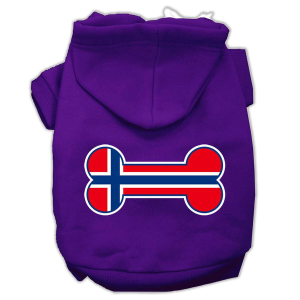 Bone Shaped Norway Flag Screen Print Pet Hoodies Purple Size XS (8)