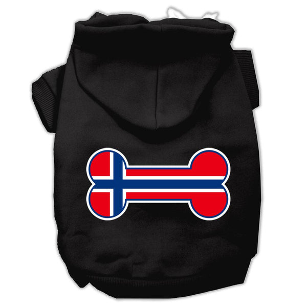 Bone Shaped Norway Flag Screen Print Pet Hoodies Black XXXL(20)