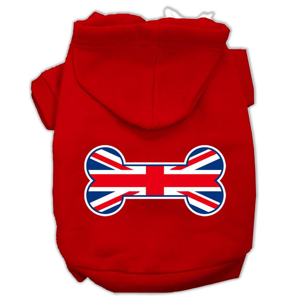 Bone Shaped United Kingdom (Union Jack) Flag Screen Print Pet Hoodies Red Size L (14)