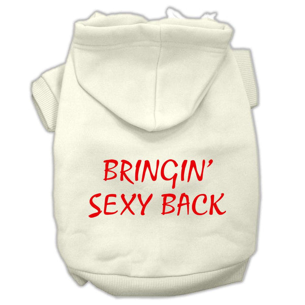 Bringin' Sexy Back Screen Print Pet Hoodies Cream Size Lg (14)