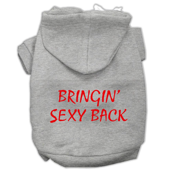 Bringin' Sexy Back Screen Print Pet Hoodies Grey Size Sm (10)