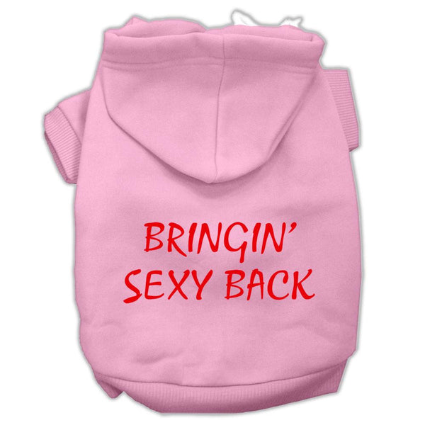 Bringin' Sexy Back Screen Print Pet Hoodies Light Pink Size XS (8)