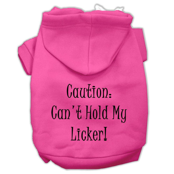 Can't Hold My Licker Screen Print Pet Hoodies Bright Pink Size Lg (14)