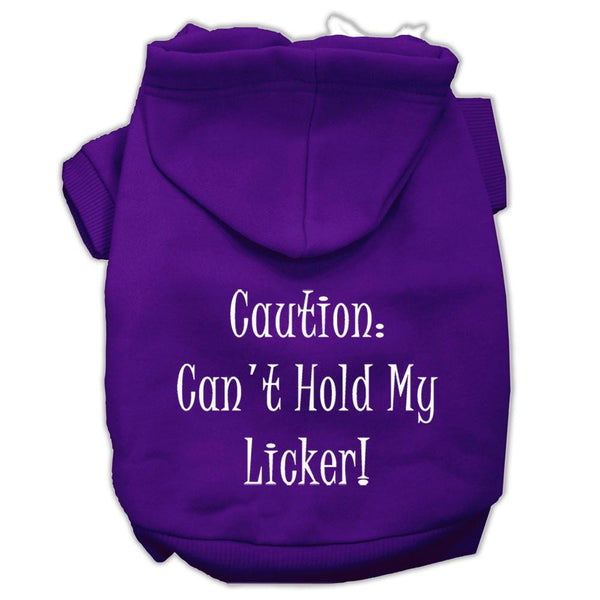 Can't Hold My Licker Screen Print Pet Hoodies Purple Size Lg (14)