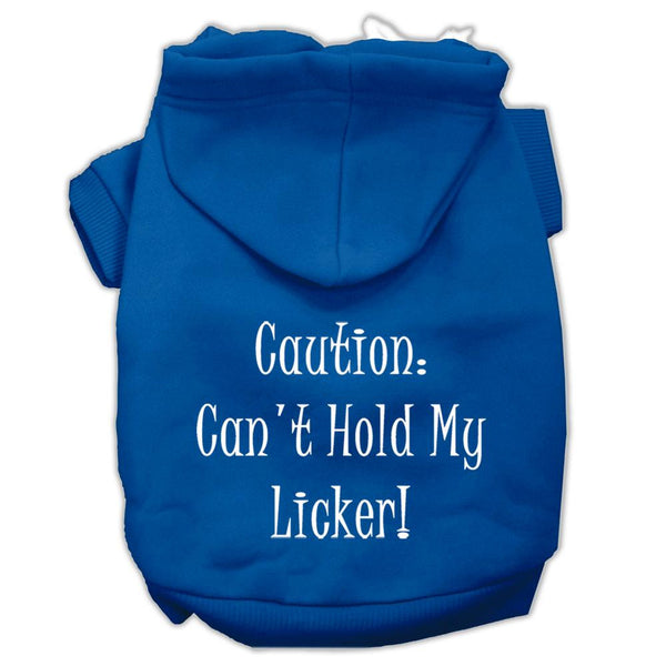 Can't Hold My Licker Screen Print Pet Hoodies Blue Size XL (16)