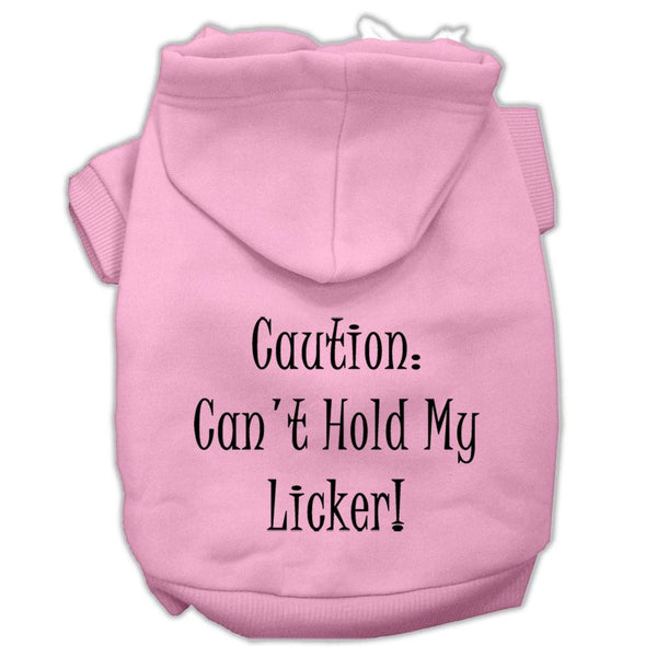 Can't Hold My Licker Screen Print Pet Hoodies Light Pink Size XS (8)