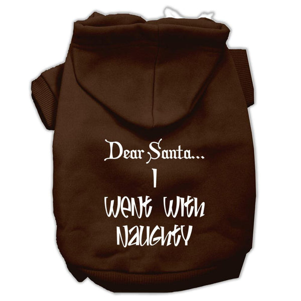 Dear Santa I Went with Naughty Screen Print Pet Hoodies Brown Size Lg (14)