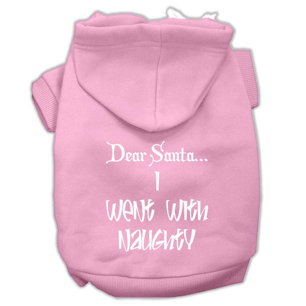 Dear Santa I Went with Naughty Screen Print Pet Hoodies Light Pink Size Lg (14)