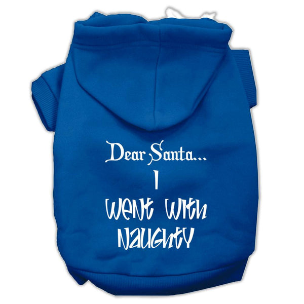 Dear Santa I Went with Naughty Screen Print Pet Hoodies Blue Size Med (12)