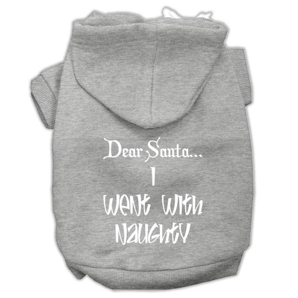 Dear Santa I Went with Naughty Screen Print Pet Hoodies Grey Size Med (12)