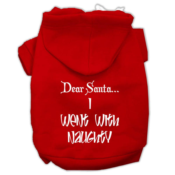 Dear Santa I Went with Naughty Screen Print Pet Hoodies Red Size Med (12)