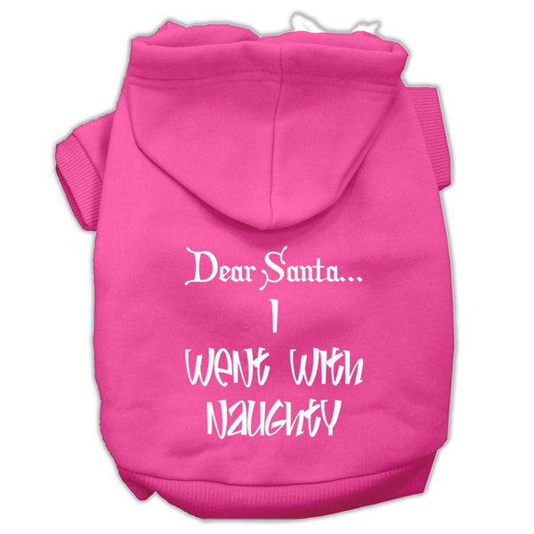 Dear Santa I Went with Naughty Screen Print Pet Hoodies Bright Pink Size Sm (10)