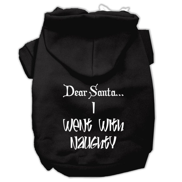 Dear Santa I Went with Naughty Screen Print Pet Hoodies Black Size XXL (18)