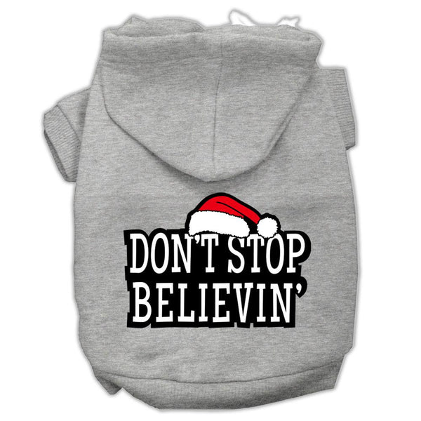 Don't Stop Believin' Screenprint Pet Hoodies Grey Size L (14)