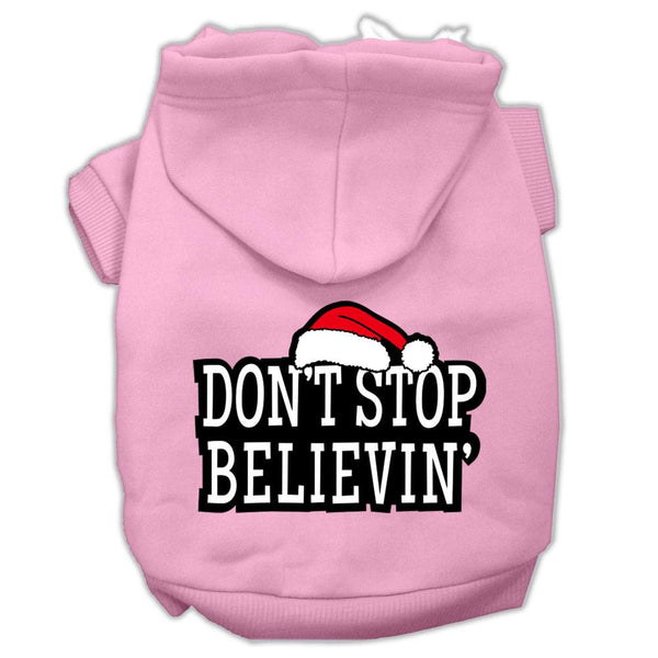 Don't Stop Believin' Screenprint Pet Hoodies Light Pink Size L (14)