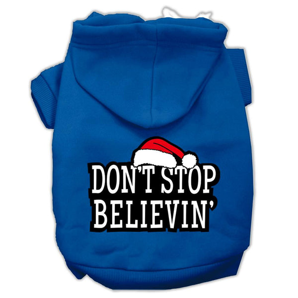 Don't Stop Believin' Screenprint Pet Hoodies Blue Size M (12)